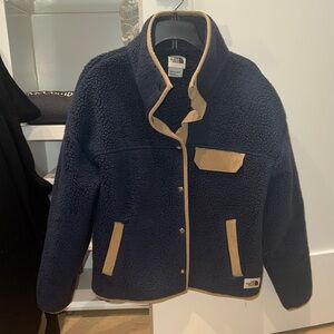 The North Face Dark Blue and Beige Fleece Jacket